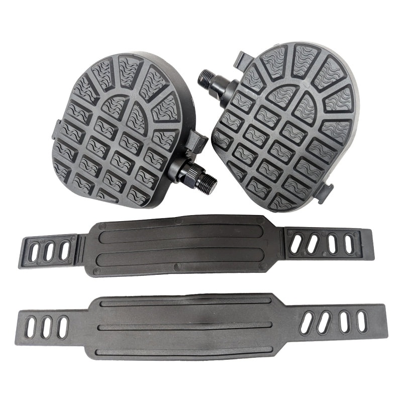 Sunlite Flat Form I Exerciser Pedals 9/16` Loose Ball Black Toe Straps HIE78068598