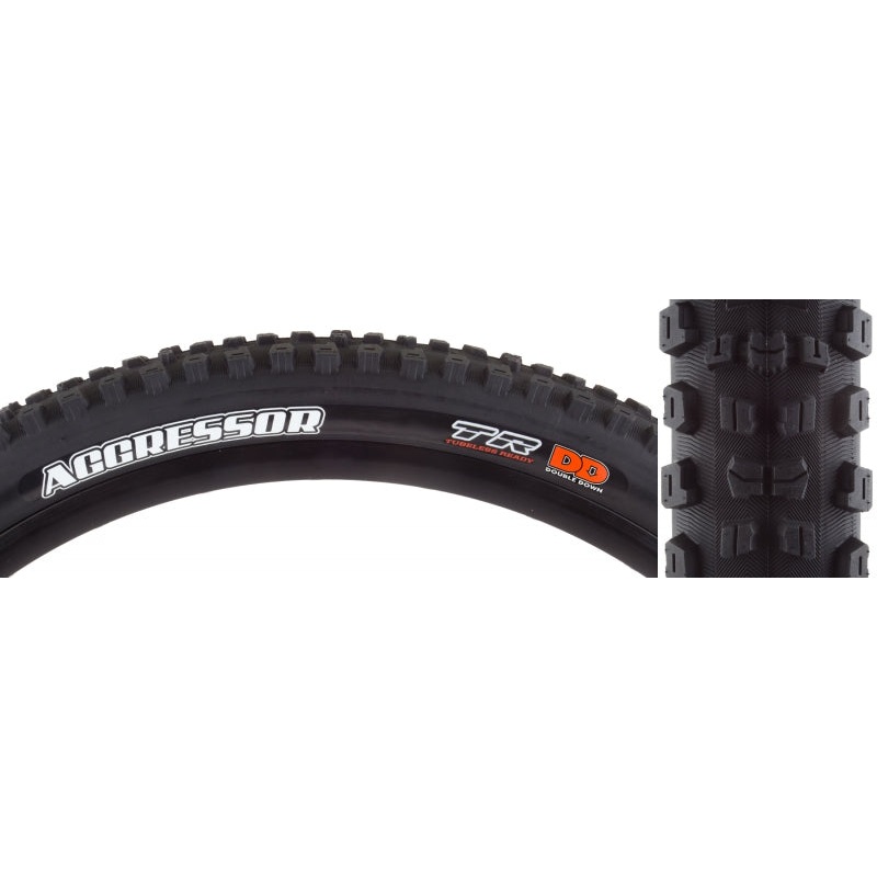 Maxxis Aggressor Tire – 27.5 x 2.5 Tubeless Folding Black Dual DD Wide Trail