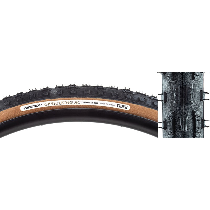 Panaracer GravelKing AC Tire 700x35C Folding Tubeless Ready ZSG Natural Anti-Flat Casing Brown