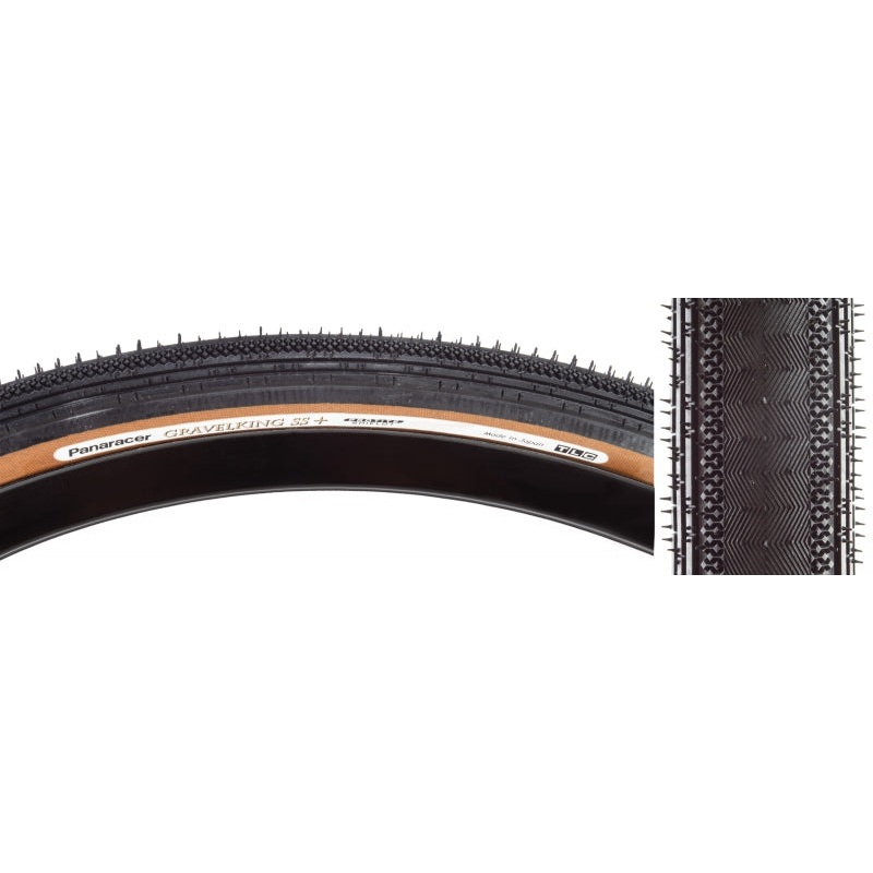 Panaracer GravelKing SS Plus Tire – 700 x 35 Tubeless Folding BLK/Brown ProTite Protection