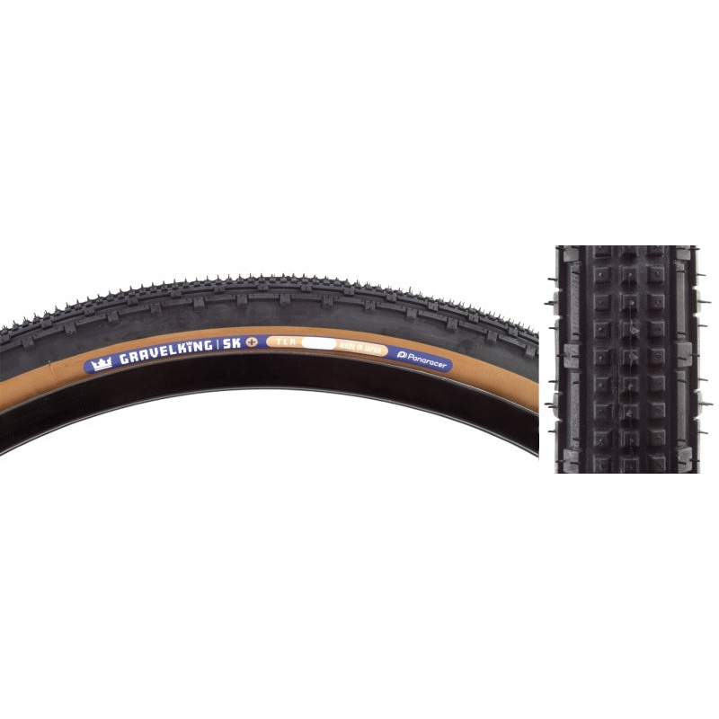 Panaracer GravelKing SK Plus Tire – 700 x 45 Tubeless Folding Black/Brown