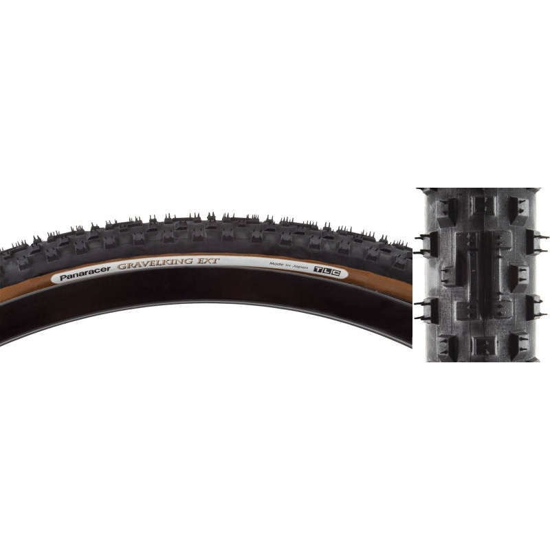 Panaracer GravelKing EXT Tire – 700 x 35 Tubeless Folding Black/Brown
