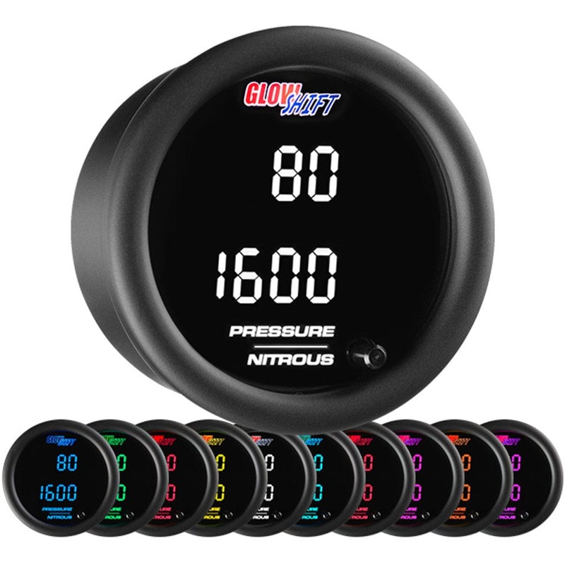 GlowShift Gauges 10 Color Digital Dual Pressure & Nitrous Pressure Gauge
