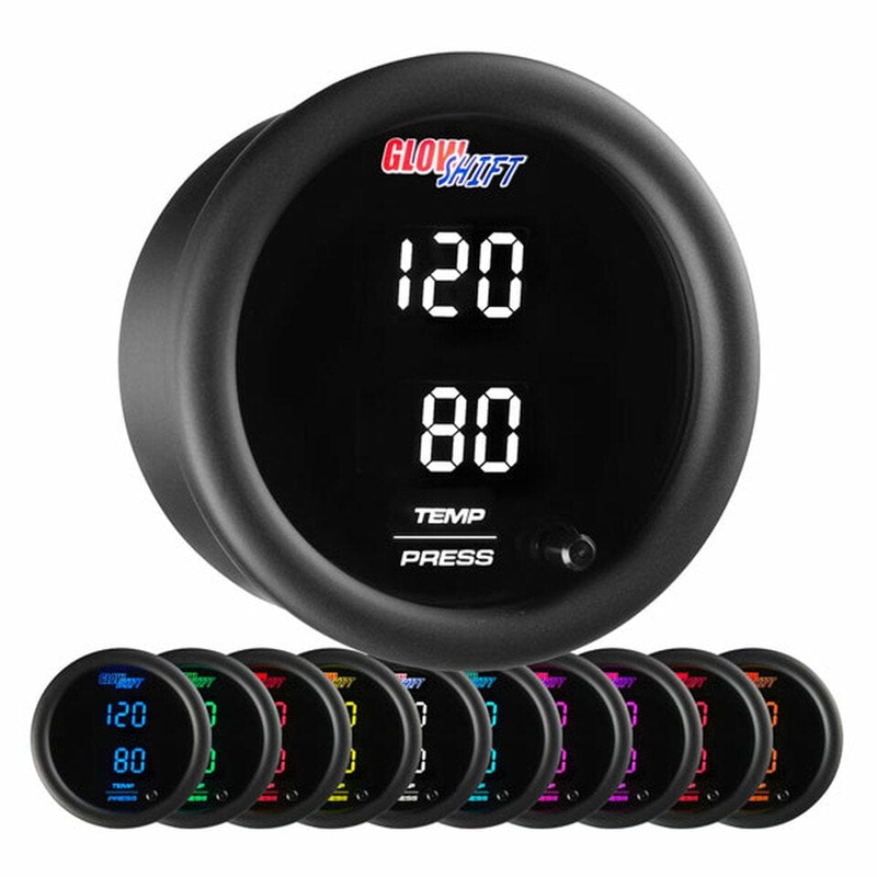 GlowShift Gauges 10 Color Digital Dual Temperature & Pressure Gauge