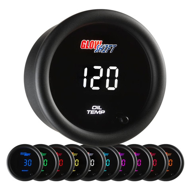GlowShift Gauges 10 Color Digital Oil Temperature Gauge