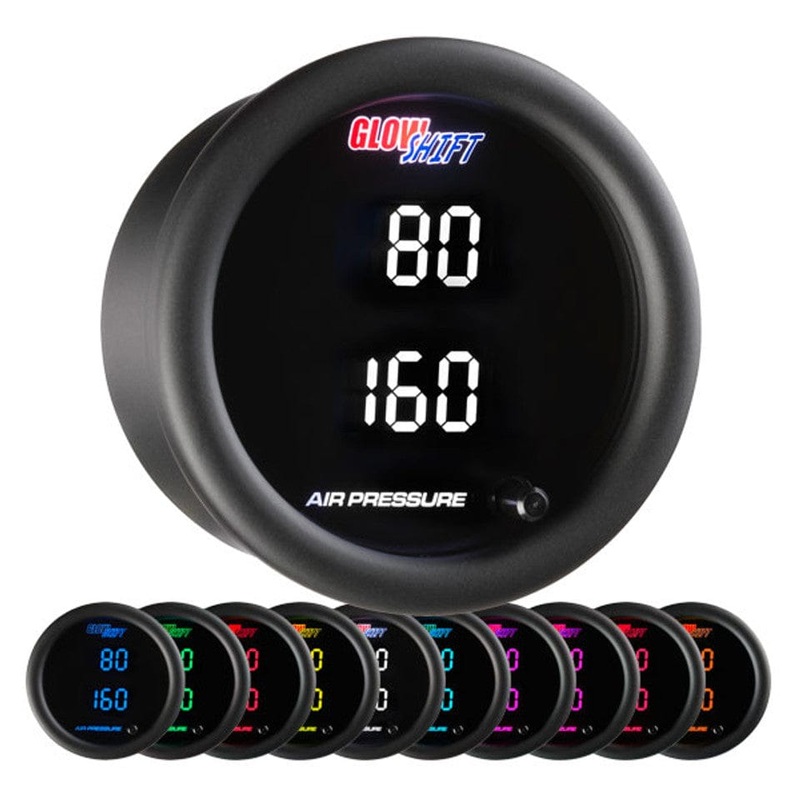 GlowShift Gauges 10 Color Dual Digital Air Pressure Gauge
