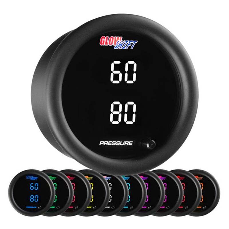 GlowShift Gauges 10 Color Dual Digital Pressure Gauge