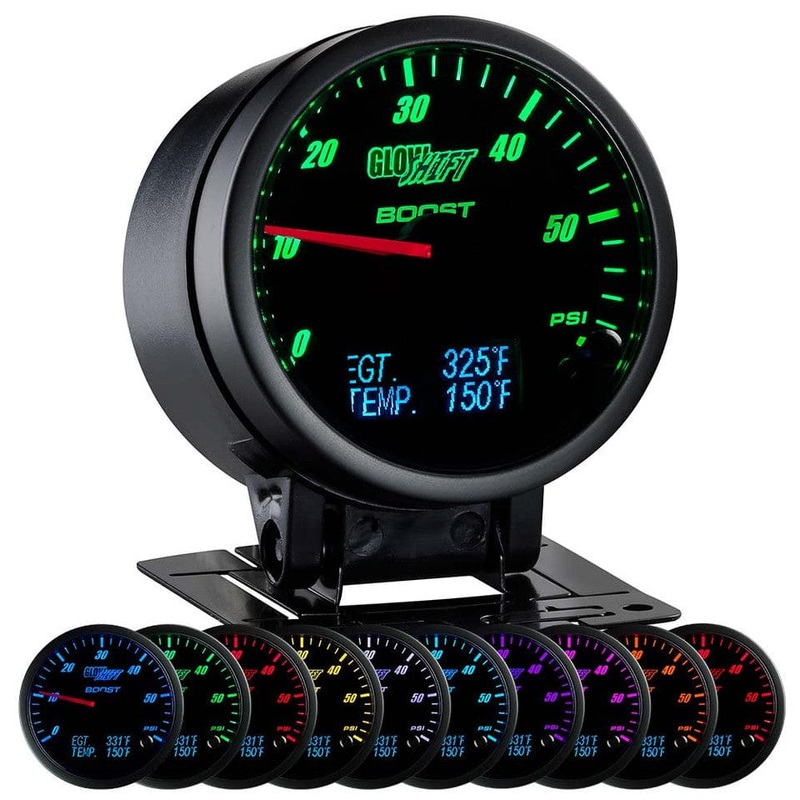 GlowShift Gauges 3in1 Black Dial Boost with Digital Exhaust Gas Temperature & Temperature Gauge