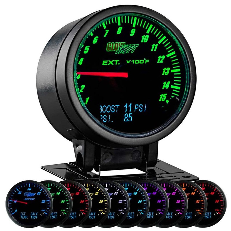 GlowShift Gauges 3in1 Black Dial Exhaust Gas Temperature with Digital Boost & Pressure Gauge