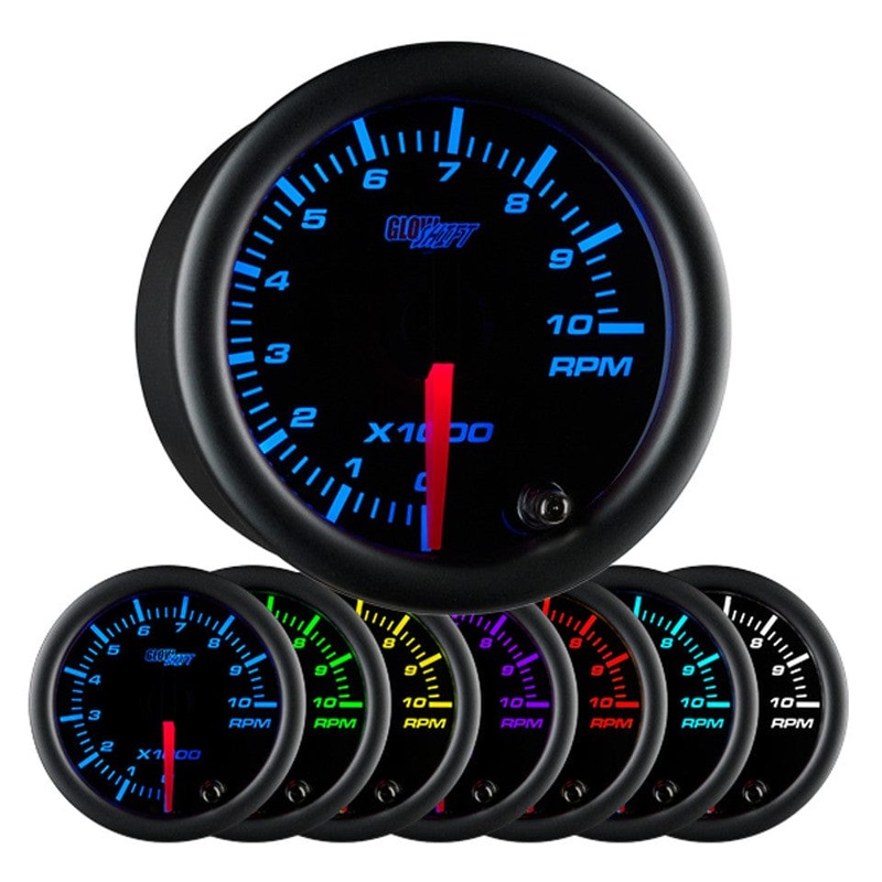 GlowShift Gauges Black 7 Color 2″ Tachometer Gauge