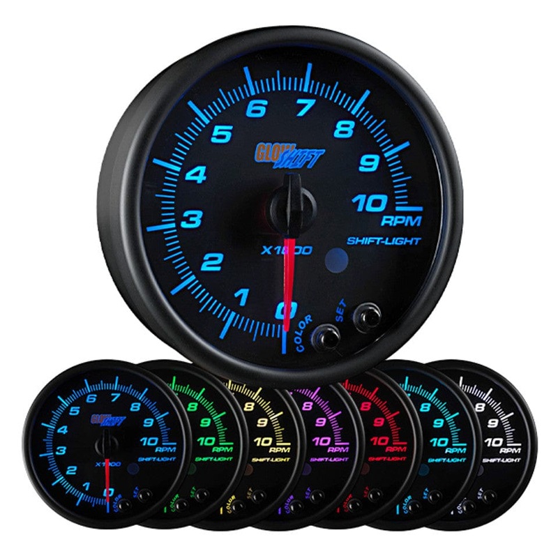 GlowShift Gauges Black 7 Color 3-3/4″ In-Dash Tachometer Gauge