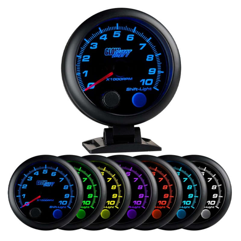 GlowShift Gauges Black 7 Color 3-3/4″ On-Dash Tachometer Gauge