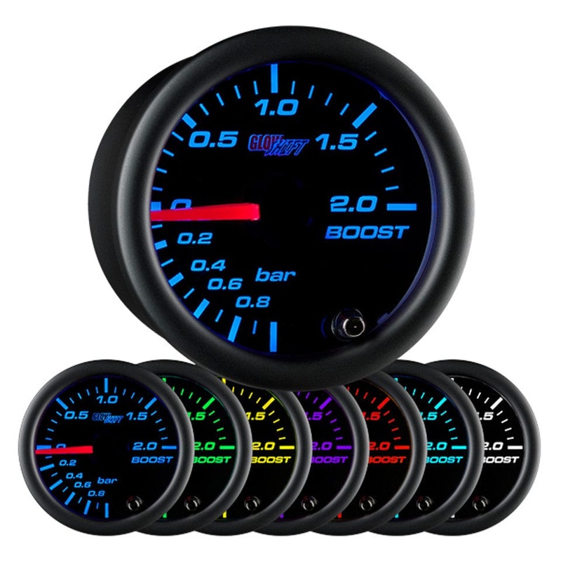 GlowShift Gauges Black 7 Color BAR Boost Gauge