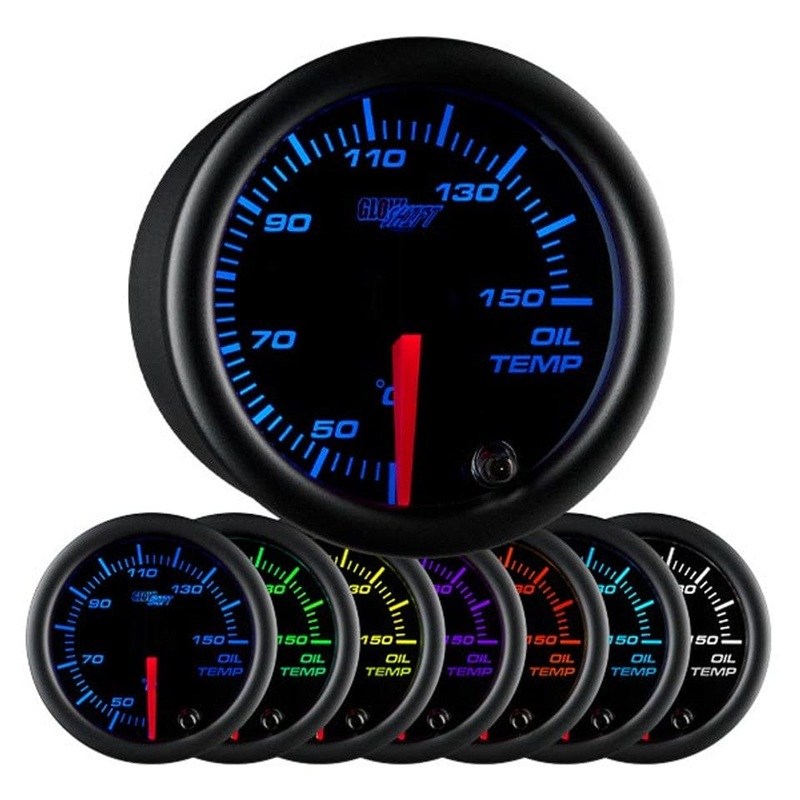 GlowShift Gauges Black 7 Color Celsius Oil Temperature Gauge