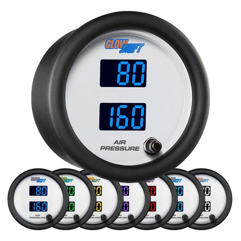 GlowShift Gauges Black 7 Color Dual Digital Air Pressure Gauge