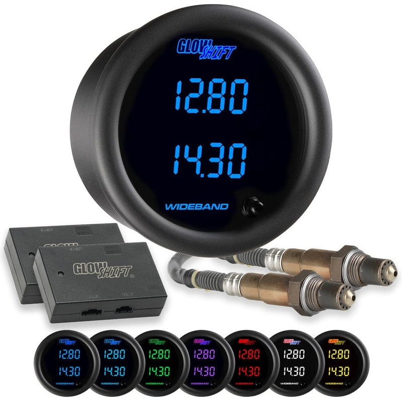 GlowShift Gauges Black 7 Color Dual Digital Wideband Air/Fuel Ratio Gauge