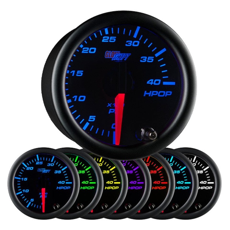 GlowShift Gauges Black 7 Color HPOP Gauge
