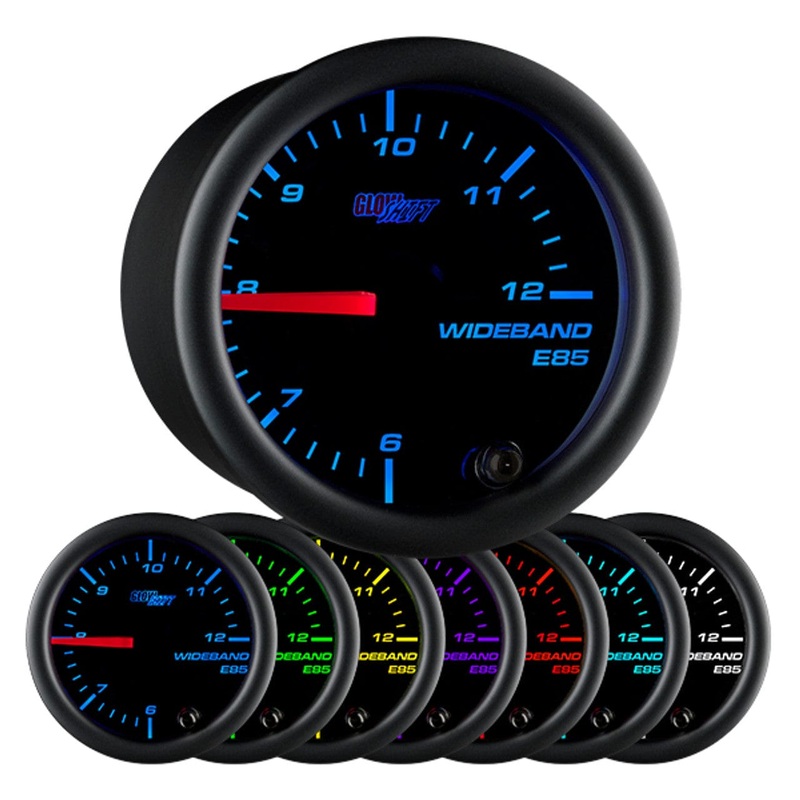GlowShift Gauges Black 7 Color Needle E85 Wideband Air/Fuel Ratio Gauge
