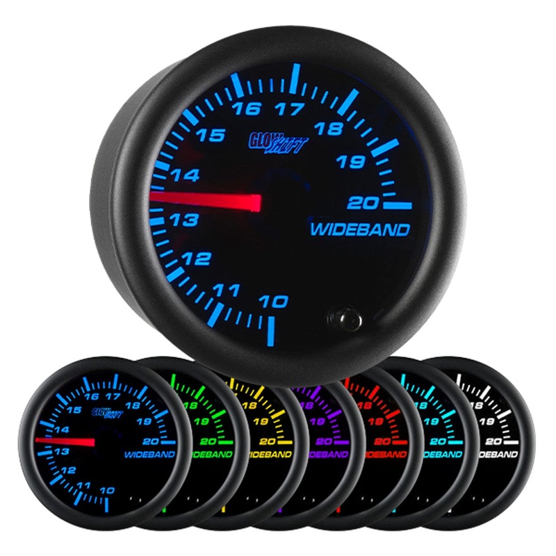 GlowShift Gauges Black 7 Color Needle Wideband Air/Fuel Ratio Gauge