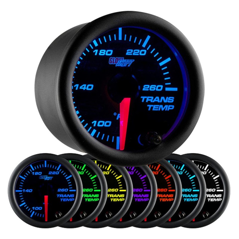 GlowShift Gauges Black 7 Color Transmission Temperature Gauge