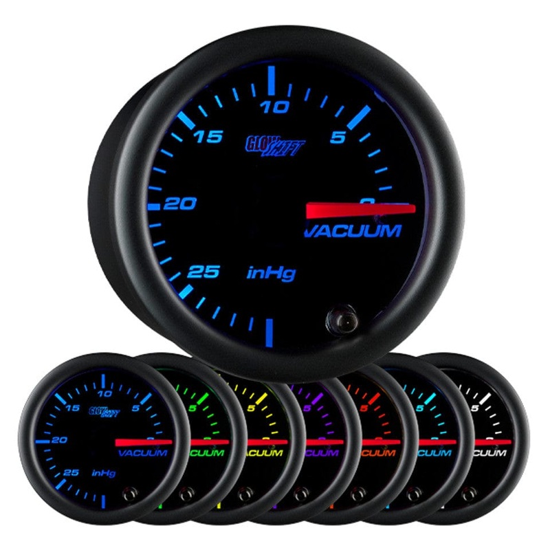 GlowShift Gauges Black 7 Color Vacuum Gauge