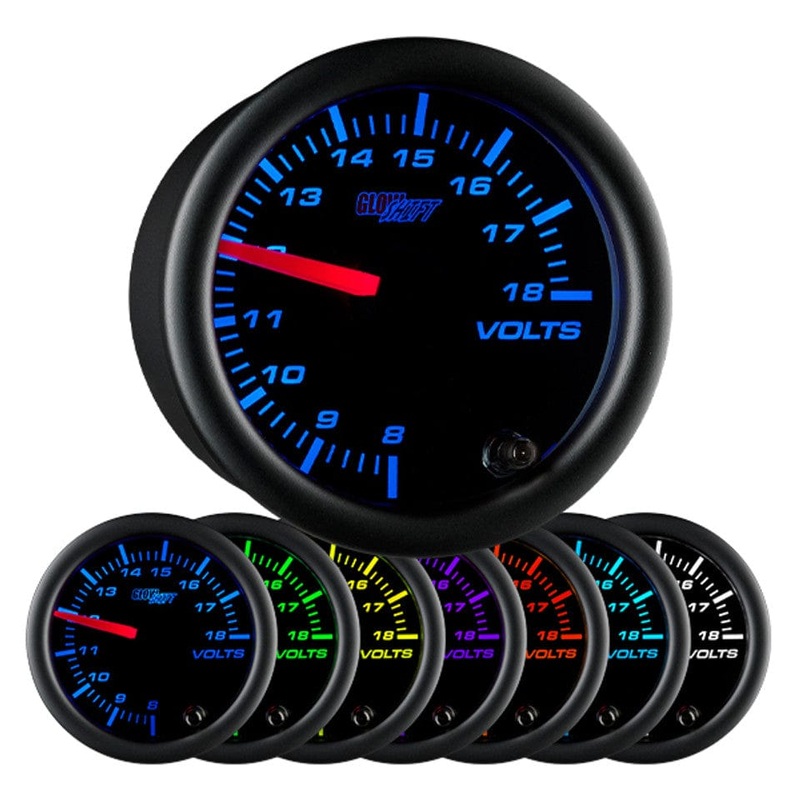 GlowShift Gauges Black 7 Color Volt Gauge