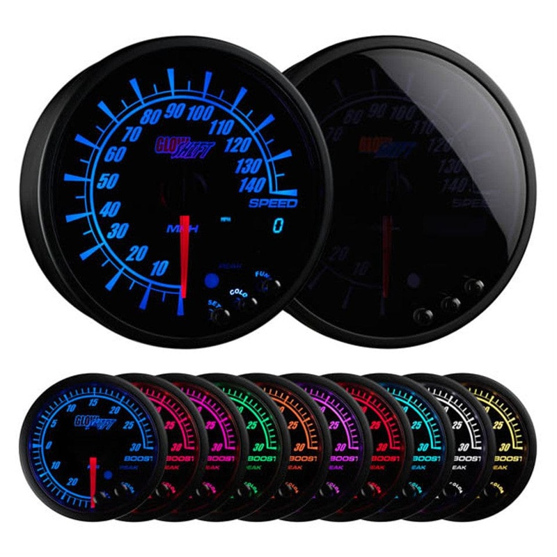 GlowShift Gauges Elite 10 Color 3-3/4″ In-Dash Speedometer Gauge