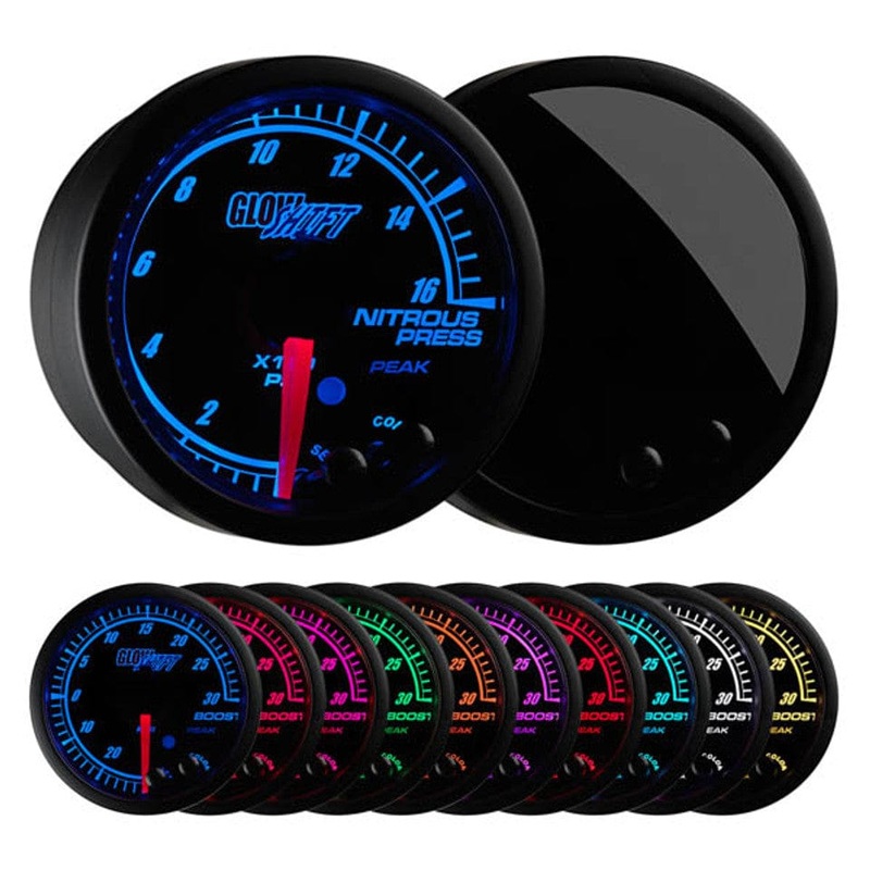 GlowShift Gauges Elite 10 Color Nitrous Pressure Gauge