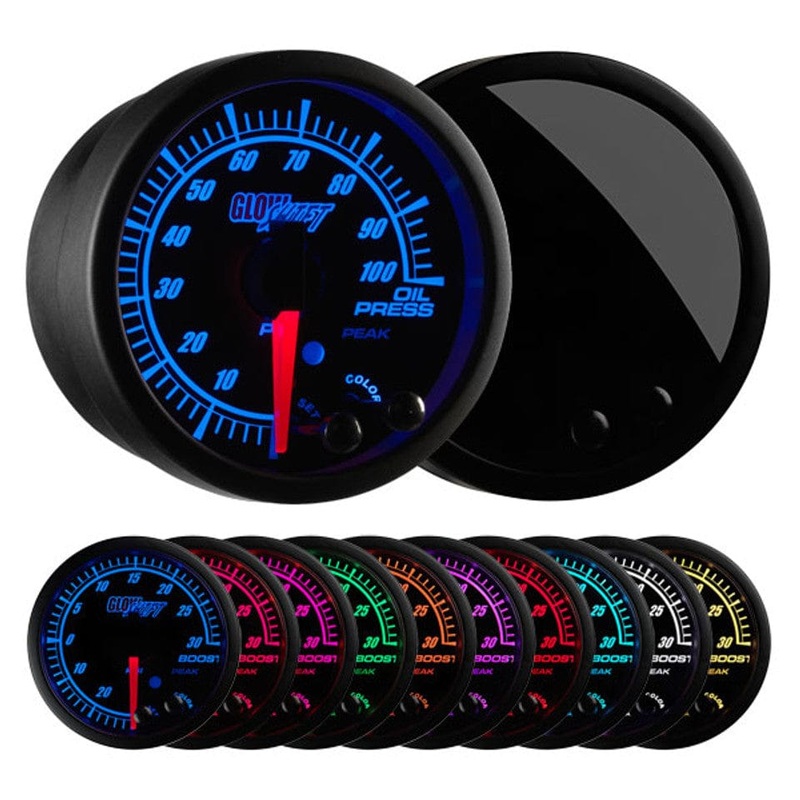 GlowShift Gauges Elite 10 Color Oil Pressure Gauge
