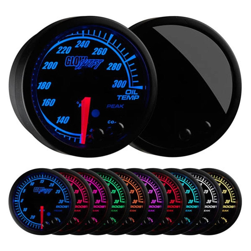 GlowShift Gauges Elite 10 Color Oil Temperature Gauge