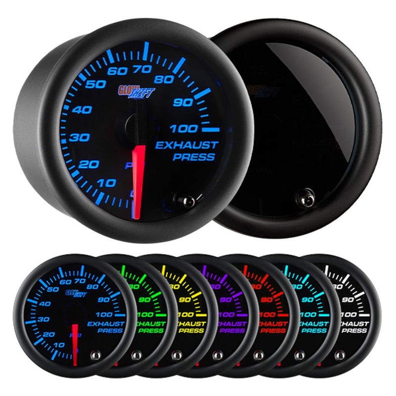 GlowShift Gauges Tinted 7 Color 100 PSI Exhaust Pressure Gauge