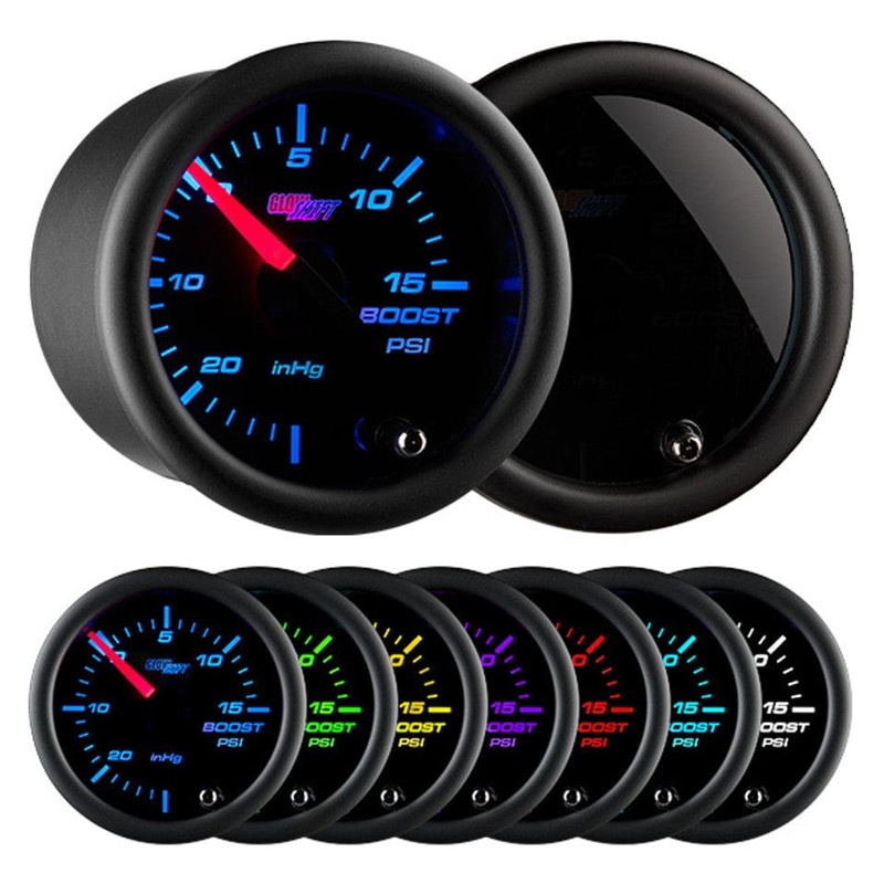 GlowShift Gauges Tinted 7 Color 15 PSI Boost/Vacuum Gauge
