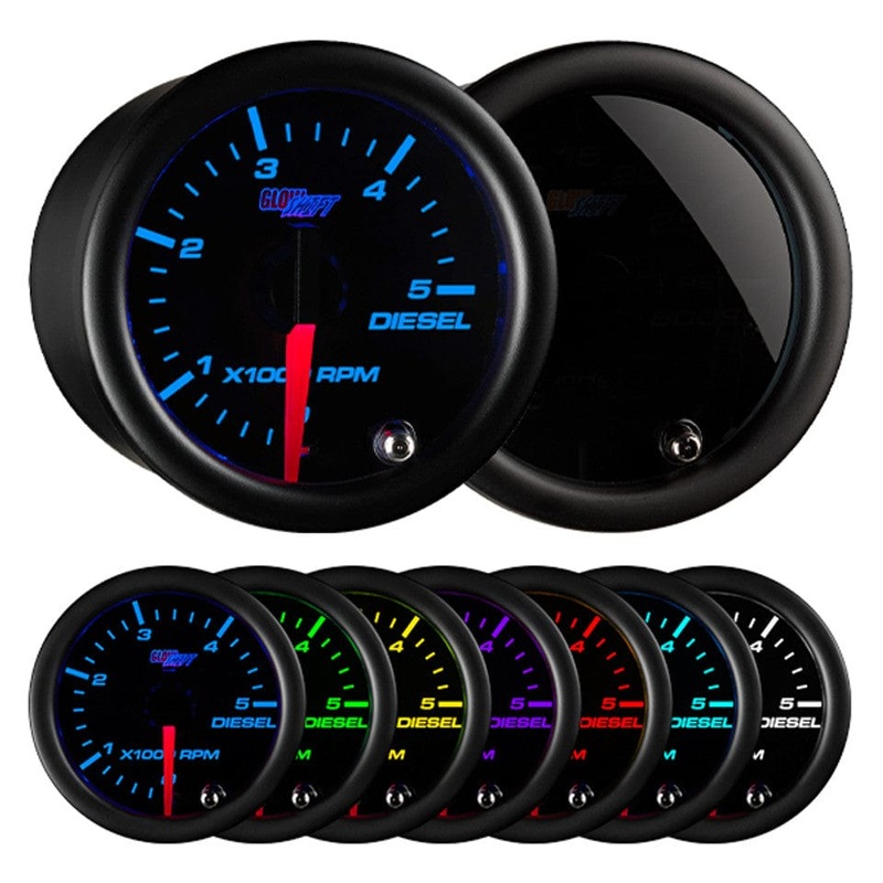 GlowShift Gauges Tinted 7 Color 2″ Diesel Tachometer Gauge