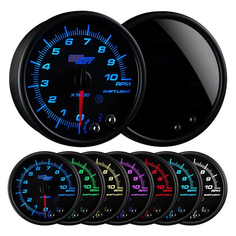 GlowShift Gauges Tinted 7 Color 3-3/4″ In-Dash Tachometer Gauge