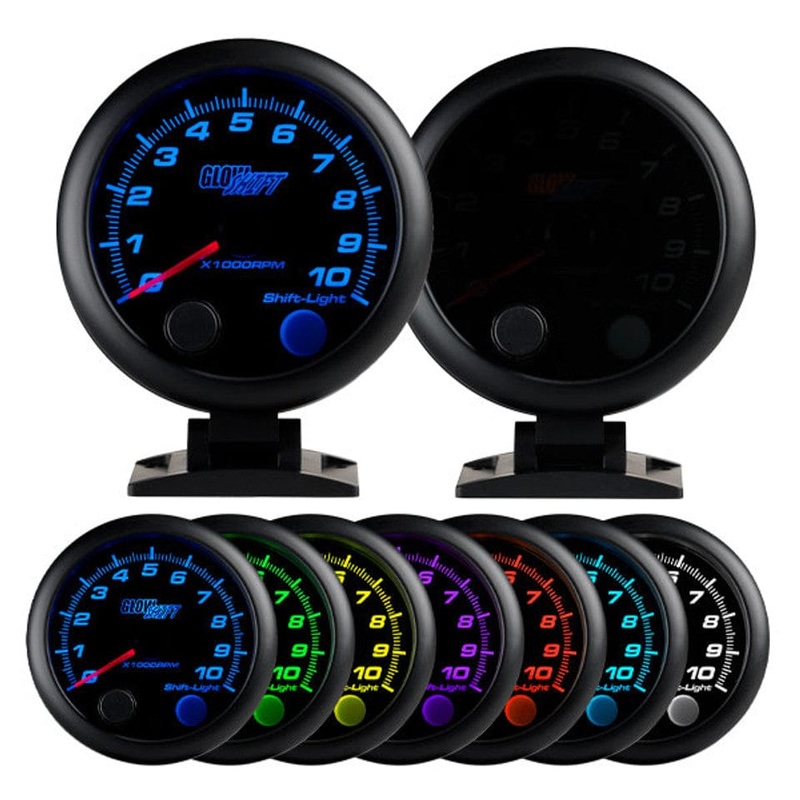 GlowShift Gauges Tinted 7 Color 3-3/4″ On-Dash Tachometer Gauge