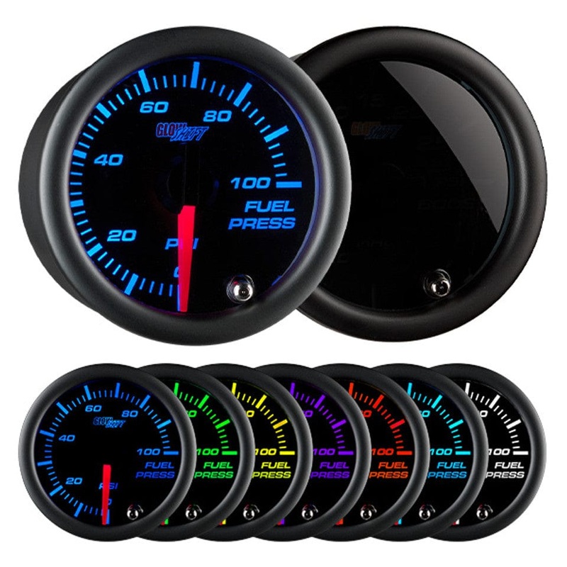 GlowShift Gauges Tinted 7 Color 30 PSI Fuel Pressure Gauge