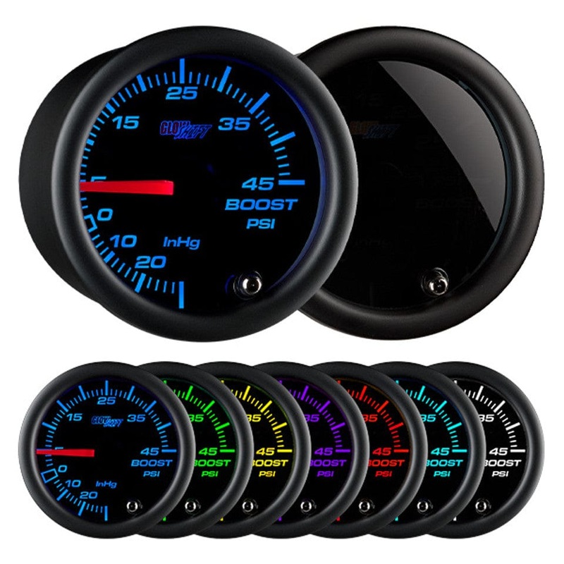 GlowShift Gauges Tinted 7 Color 45 PSI Boost / Vacuum Gauge