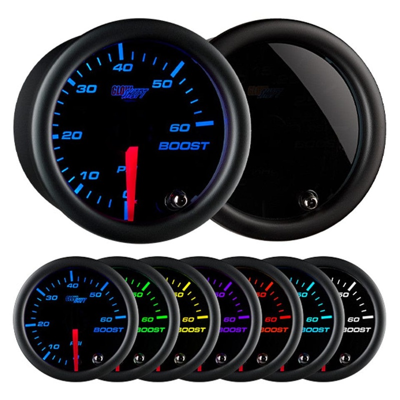 GlowShift Gauges Tinted 7 Color 60 PSI Boost Gauge