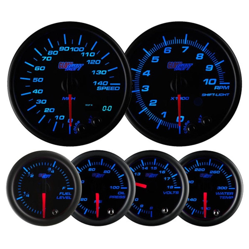 GlowShift Gauges Tinted 7 Color Custom Dashboard Gauge Set