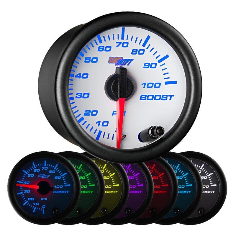 GlowShift Gauges White 7 Color 100 PSI Boost Gauge