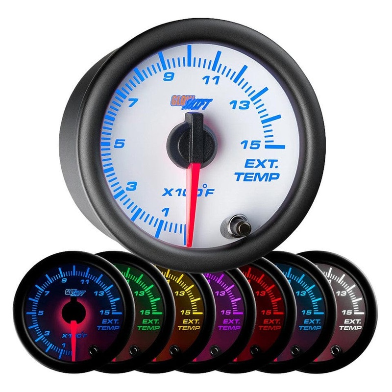 GlowShift Gauges White 7 Color 1500 F Exhaust Gas Temperature Gauge