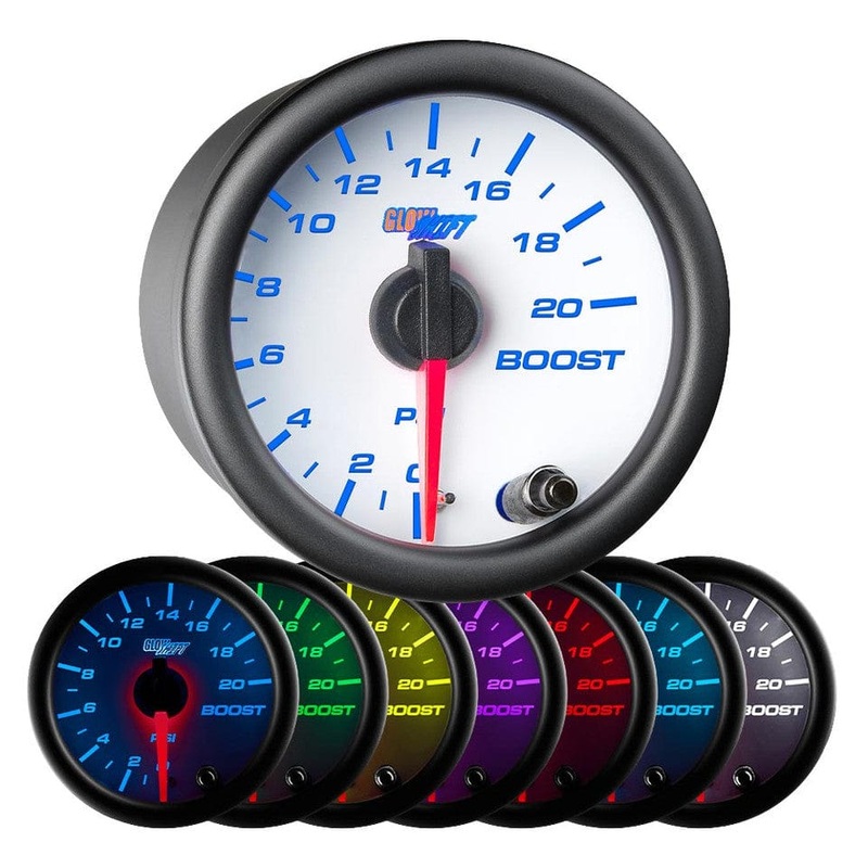 GlowShift Gauges White 7 Color 20 PSI Boost Gauge