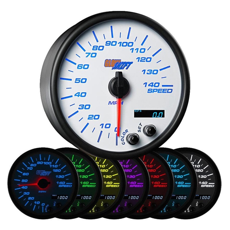 GlowShift Gauges White 7 Color 3-3/4″ In-Dash Speedometer Gauge