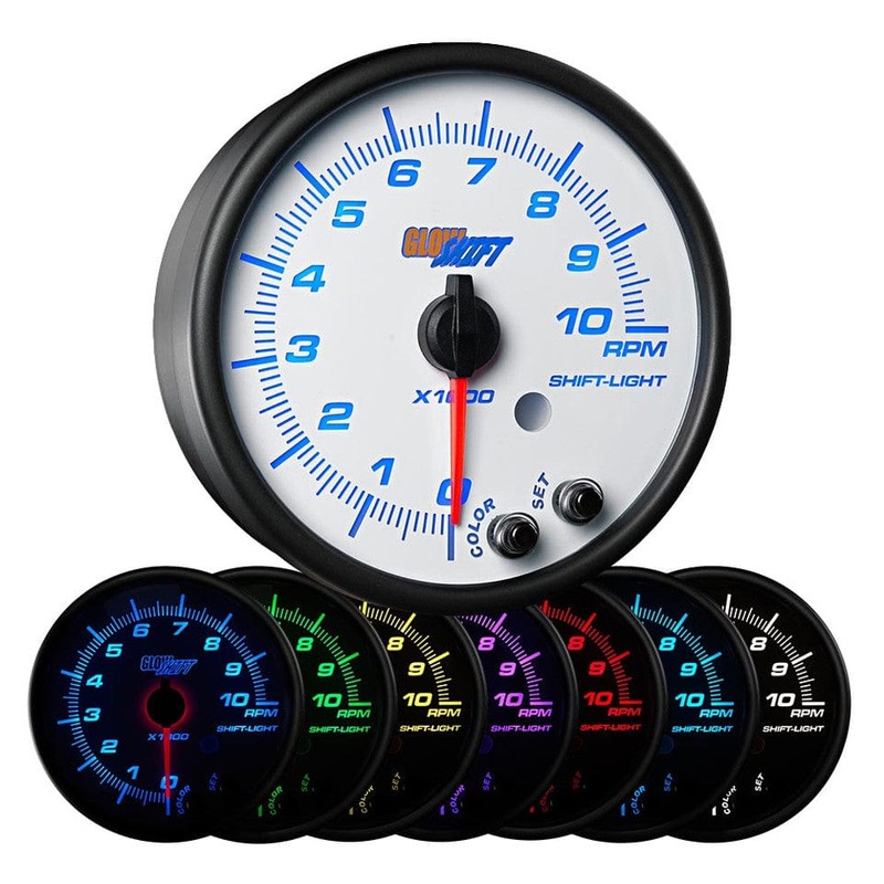 GlowShift Gauges White 7 Color 3-3/4″ In-Dash Tachometer Gauge