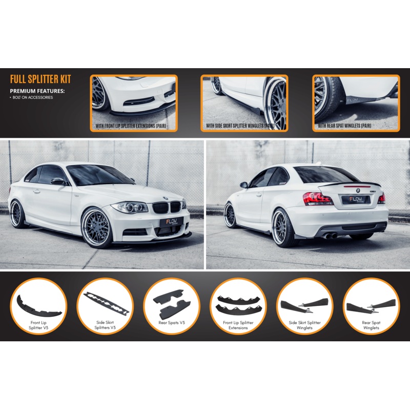 Flow Designs E82 M Sport Full Lip Splitter Set