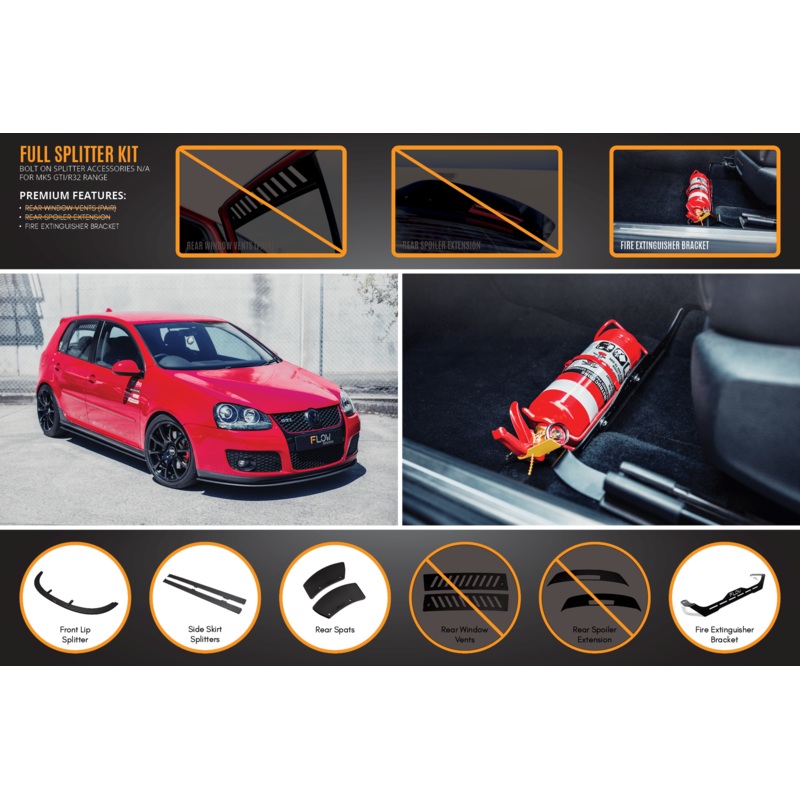 Flow Designs MK5 Golf GTI Full Lip Splitter Set