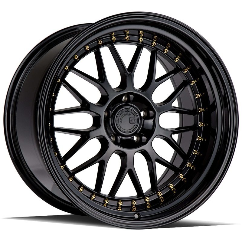 Aodhan AH02 19″ 5×114.3 Gloss Black (Gold Rivet)