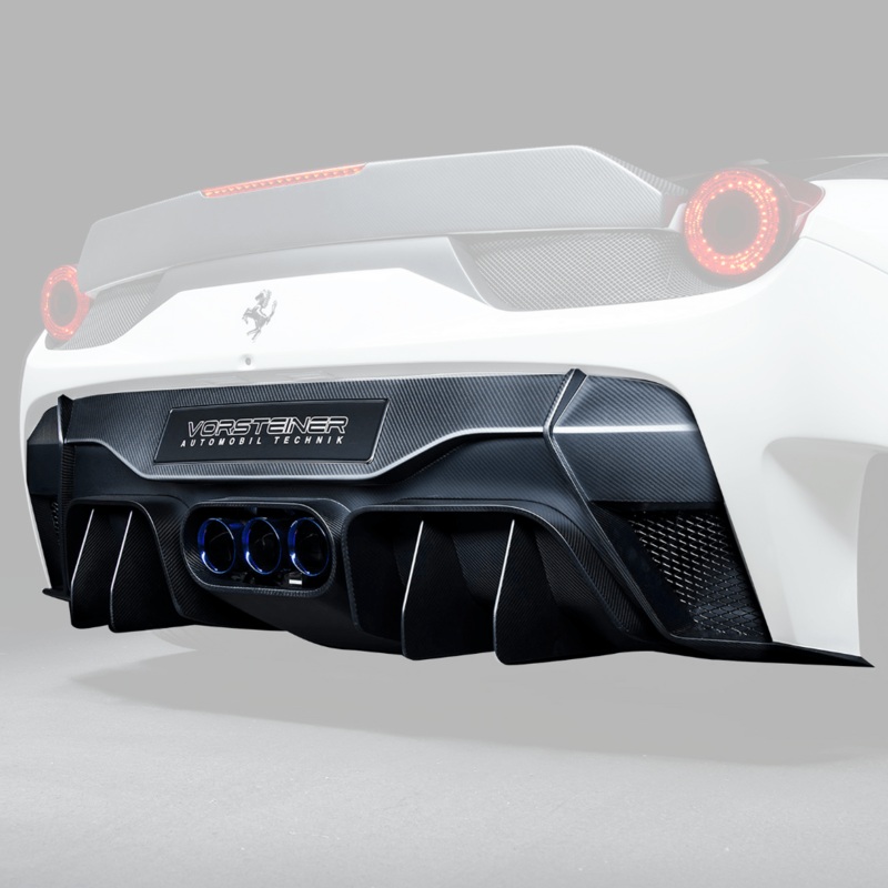 Vorsteiner Ferrari 458-VX Aero Rear Bumper w/ Rear Diffuser Carbon Fiber PP 1X1 Glossy (incl. Exhaust Tips)