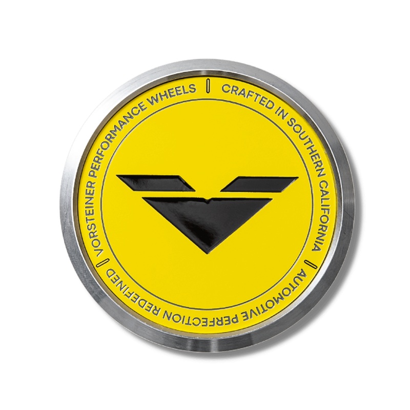 Vorsteiner Yellow Center Caps Disc with Black Logo (Stainless Steel Disc + Aluminum Alloy Base)