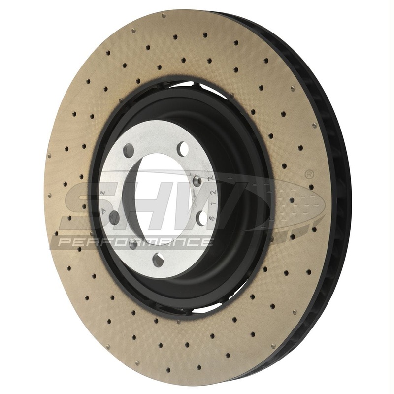 SHW Performance 2021 Porsche 911 Turbo 3.7L Left Front Cross-Drilled Lightweight Brake Rotor (408x36mm)